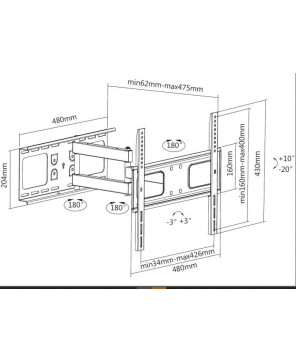 Suporte de parede para TV articulado  de 32" - 55"
