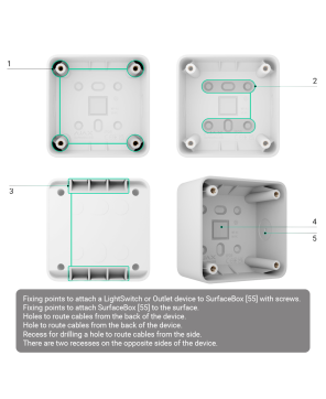 Caixa de montagem em superfície para um dispositivo LightSwitch ou Outlet